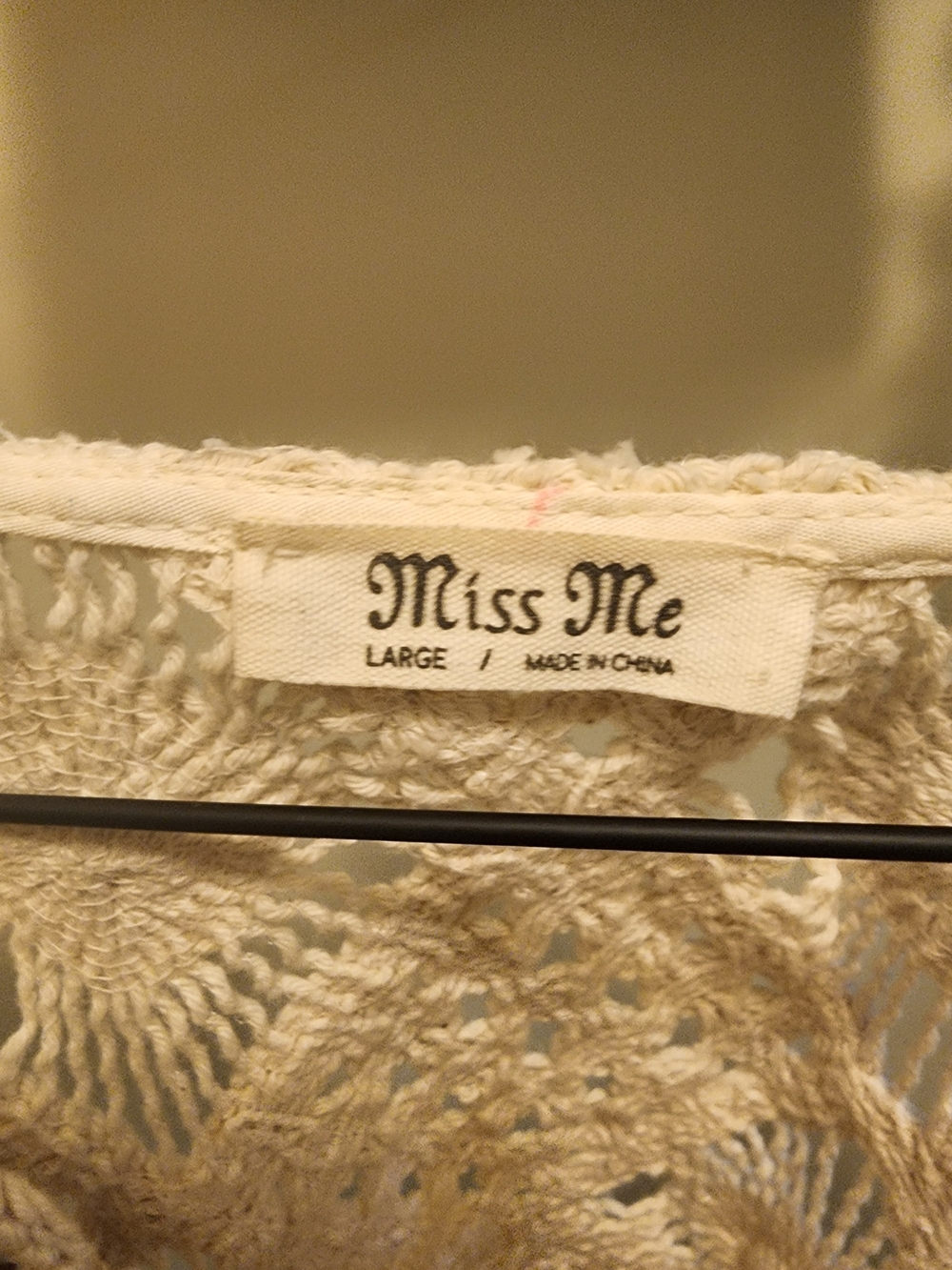 Miss Me Cream Crochet Lace Peasant Blouse - Picture 2 of 2